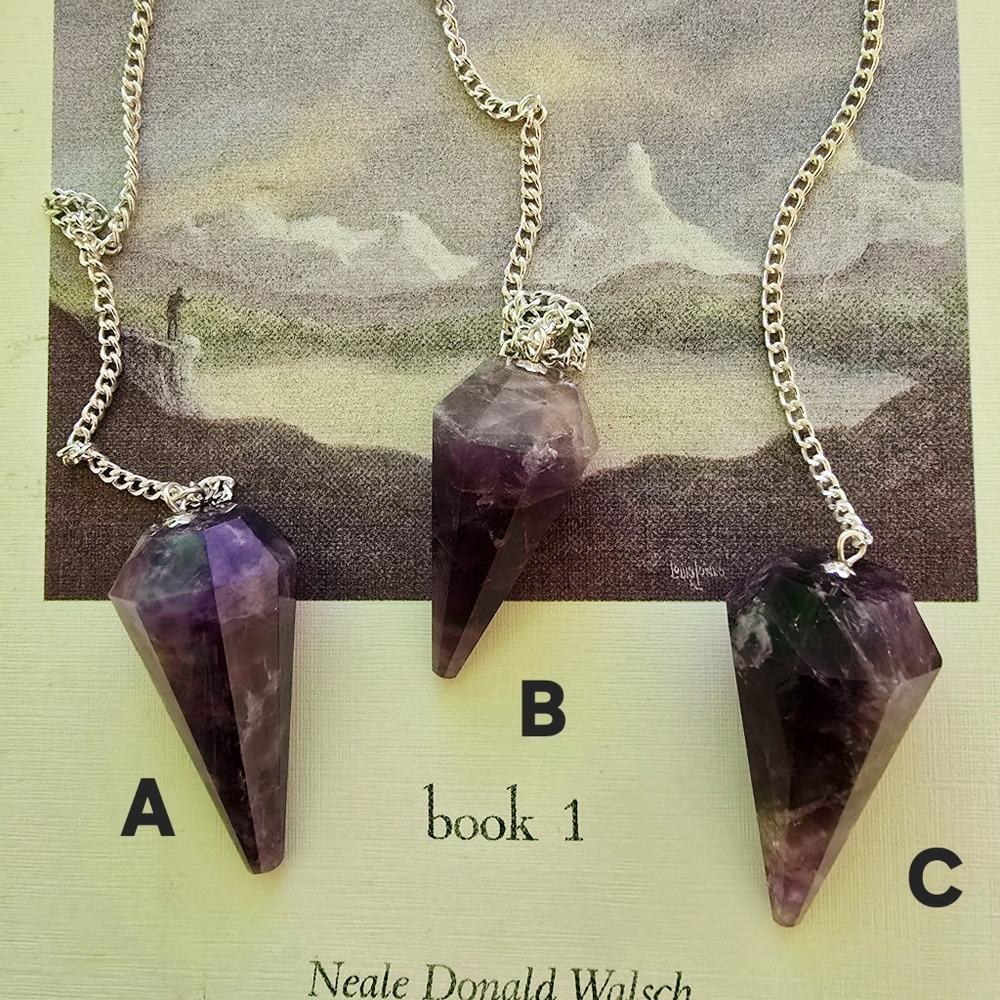 Beautiful Amethyst Crystal Pendulum Divination Clarity Guidance